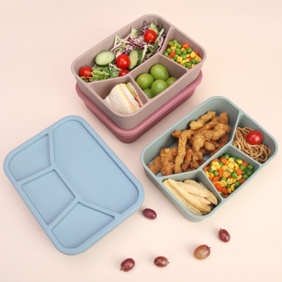 Eco Friendly Portable Big Capacity Lunch Box Container Silicone Bento 4 Compartment Lunch Box For Adult Offices Eco Friendly Portable Big Capacity Lunch Box Container Silicone Bento 4 Compartment Lunch Box For Adult Offices