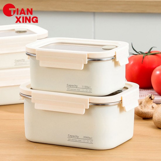TIANXING White Stainless Steel Bento Lunch Box Meal Prep Containers with Lids for Food Storage for Camping TIANXING White Stainless Steel Bento Lunch Box Meal Prep Containers with Lids for Food Storage for Camping