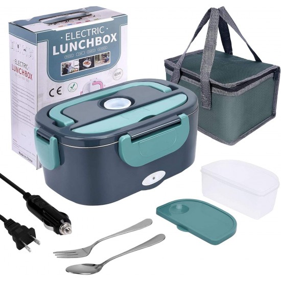 Portable 110V/12V 60W 80W Electric Lunch Box 80W Food Warmer/Heater with Removable Stainless Steel Container Car Home Office Use Portable 110V/12V 60W 80W Electric Lunch Box 80W Food Warmer/Heater with Removable Stainless Steel Container Car Home Office Use
