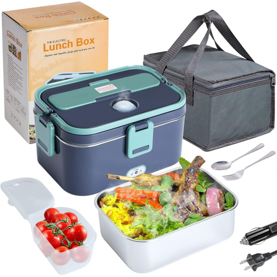 Electric Lunch Box 60W 12V 24V 110V Food Heated 1.8L Capacity Portable FoodJar for Car/Truck/Home Self Heating Box with 1.8L Electric Lunch Box 60W 12V 24V 110V Food Heated 1.8L Capacity Portable FoodJar for Car/Truck/Home Self Heating Box with 1.8L